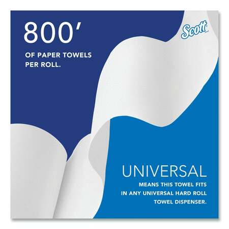 Scott Hardwound Towels & Wipes, 1 Ply, Continuous Roll Sheets, 800 ft, White, 12 PK 01052